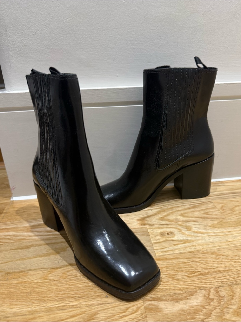 Loeffler Randall black leather booties